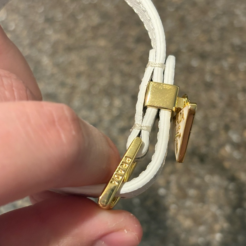 Prada White and Gold Leather Bracelet - Picture 5 of 9